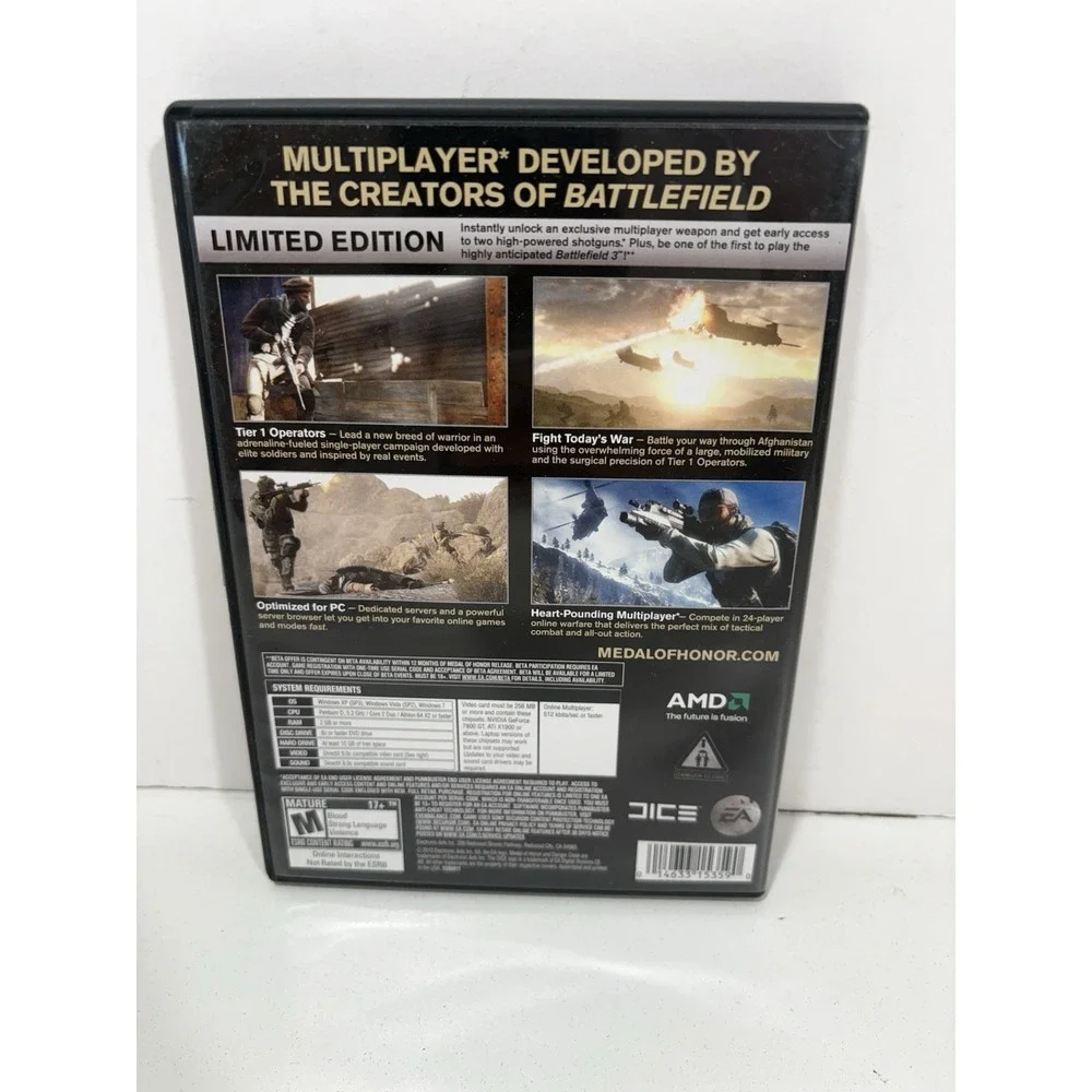 Medal of Honor Limited Edition PC, 2010 By Electronic Arts Rare